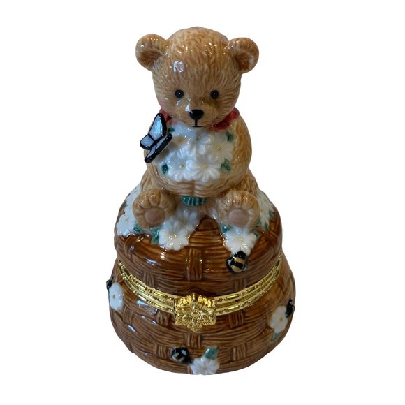 SF Music Box Teddy Bear Butterflies Bees Trinket Box Song My Favorite Things - Picture 9 of 11